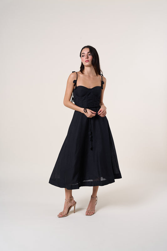 Sienna Black Floral Straps Dress